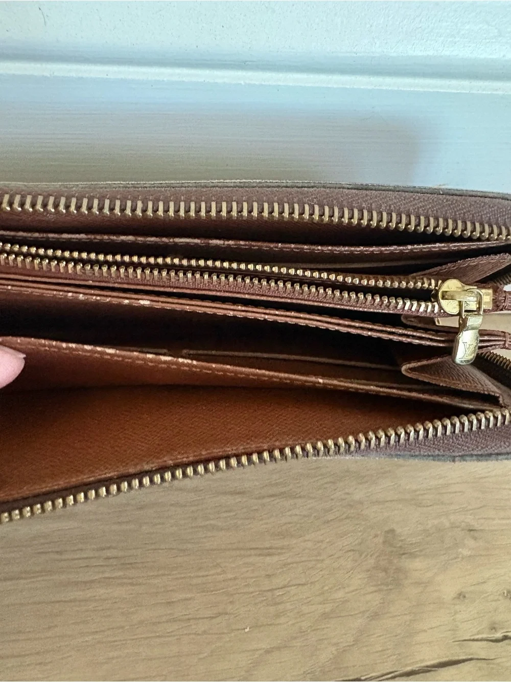 Louis Vuitton Monogram Canvas Zip Around Wallet in Brown